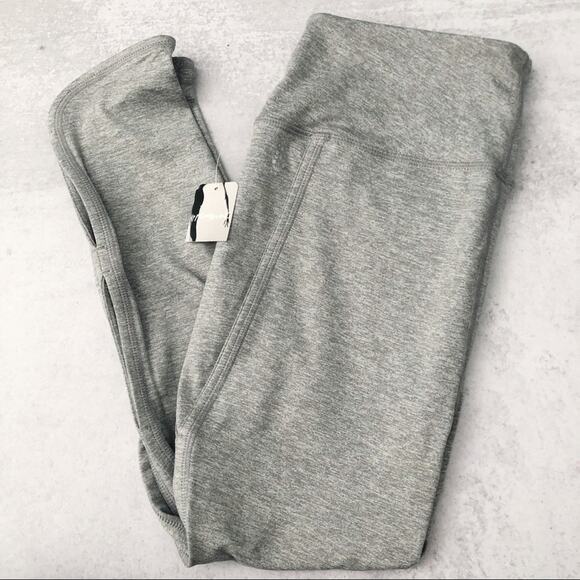 Free People FP Movement Gray High Waist Cut Out Crop Leggings NEW - Picture 1 of 6